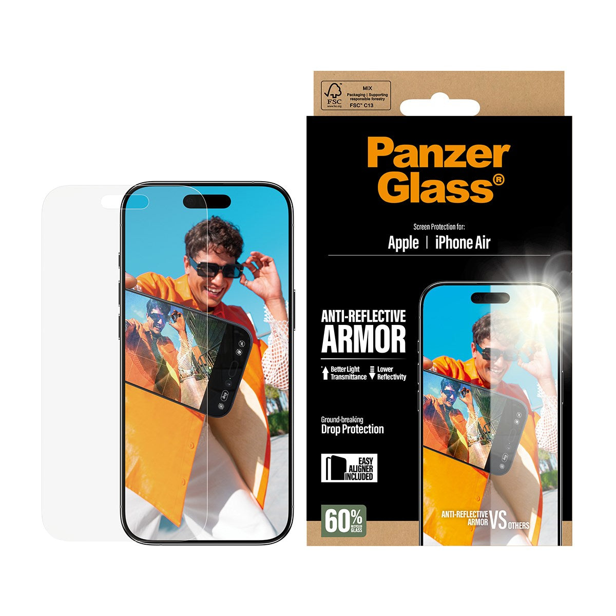 PanzerGlass® Anti-Reflective Armor Displayschutz iPhone Air m. EasyAligner